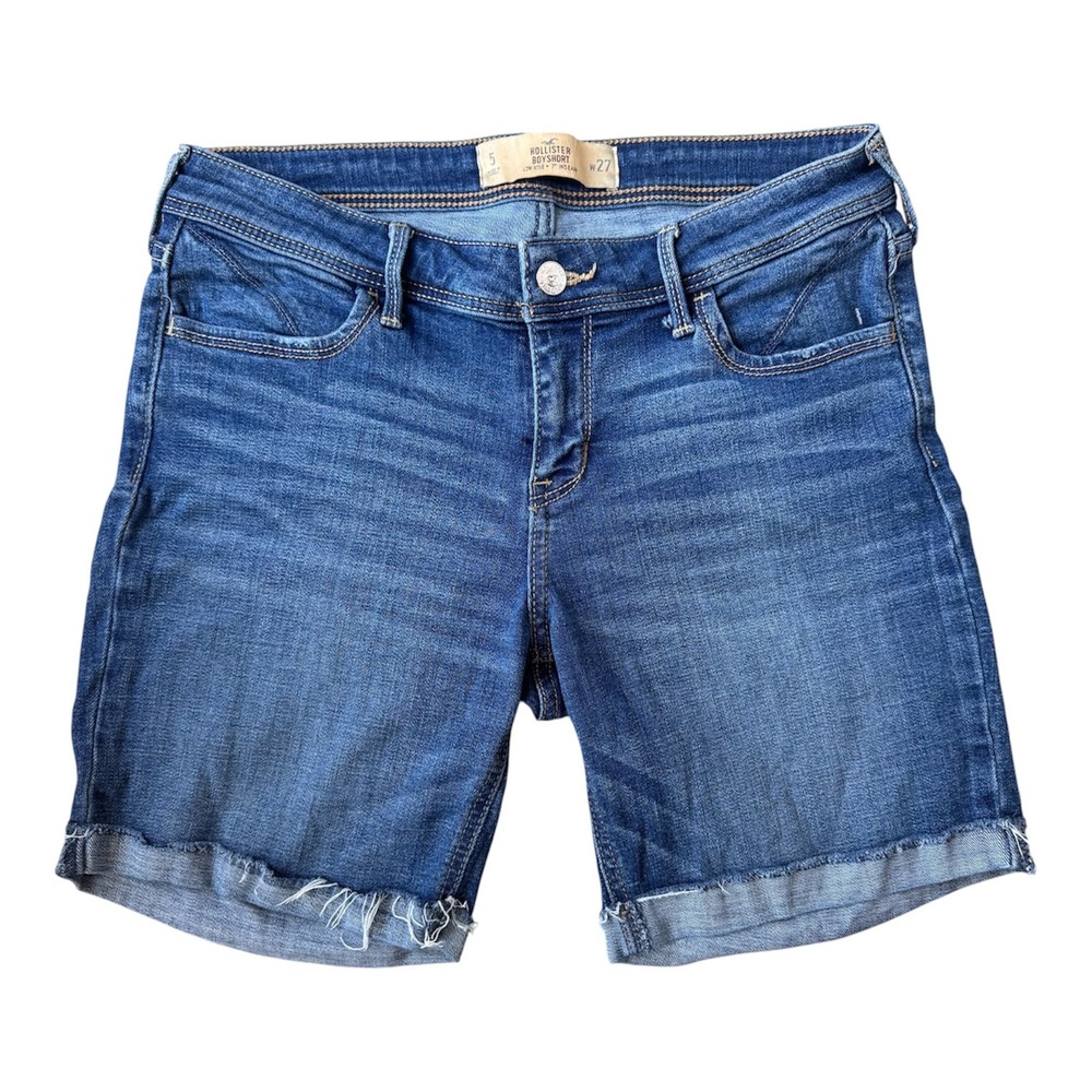 RARE Y2K Hollister Denim Boyshorts 5/27 Low Rise‎ 7" Inseam Stretch Jean Shorts